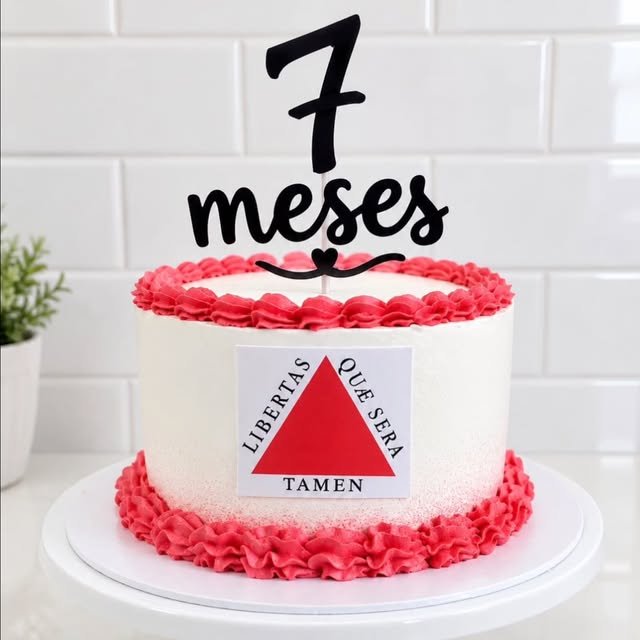 Bolo de mesversário de 7 meses com topo personalizado
